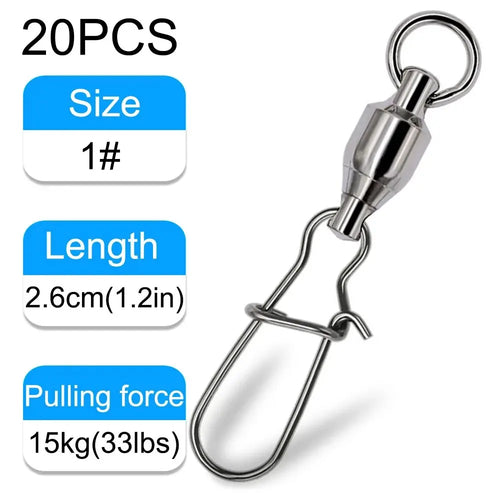 GOBAIT 20PCS Swivel Snap Connector Pin Ball Bearing Rolling Ring