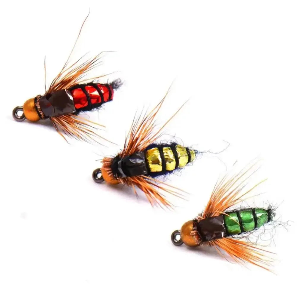 5/10pcs Artificial Insect Fishing Bait, Fast Sinking Brass Bead Head