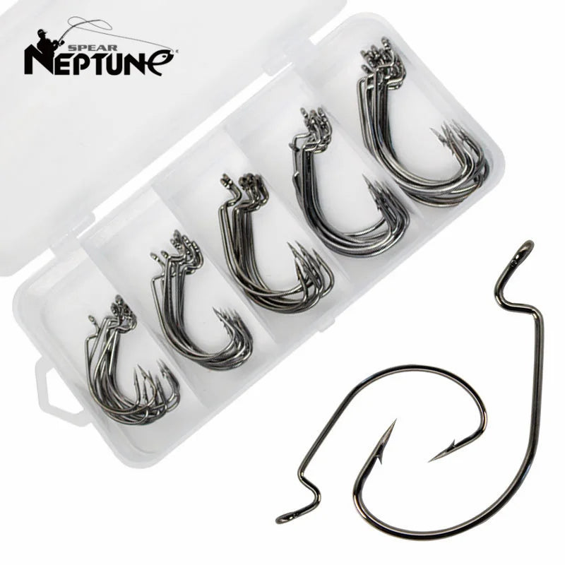 50pcs Crank Hook Set 8#-3/0 Fishing Hooks Saltwater Soft Worm Lure