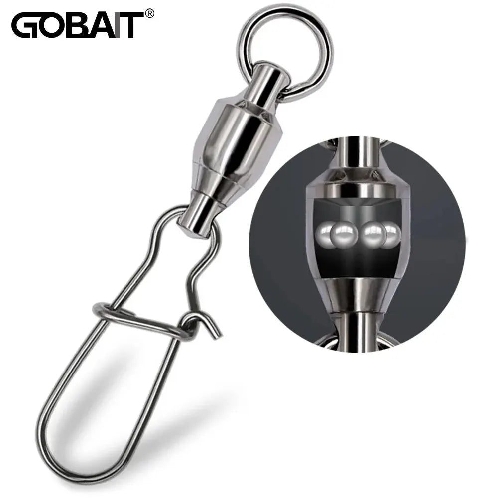 GOBAIT 20PCS Swivel Snap Connector Pin Ball Bearing Rolling Ring