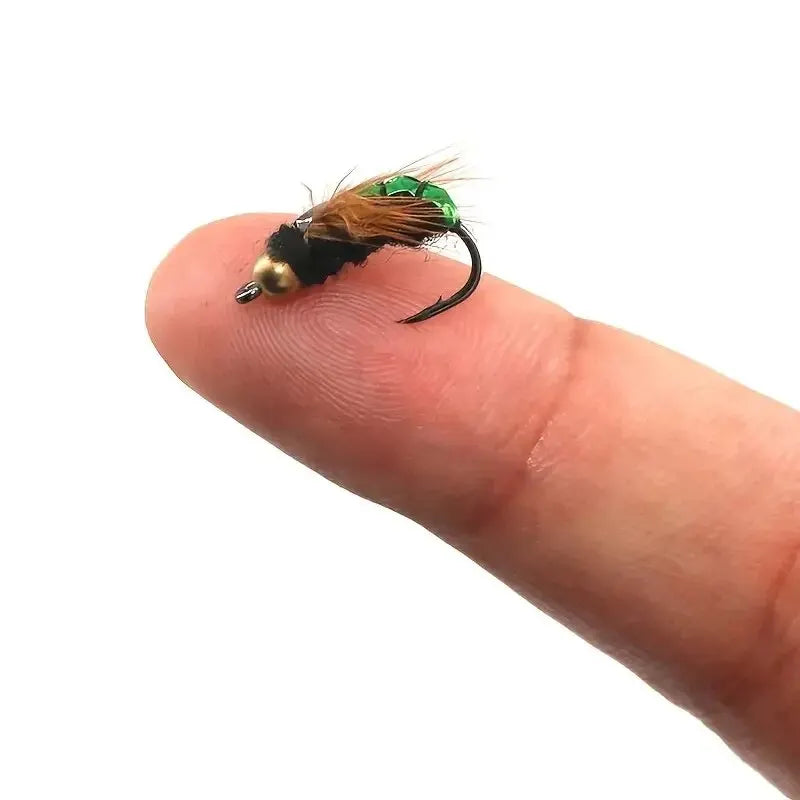 5/10pcs Artificial Insect Fishing Bait, Fast Sinking Brass Bead Head