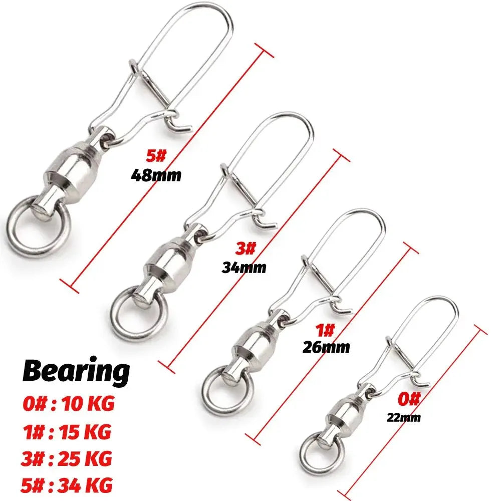 GOBAIT 20PCS Swivel Snap Connector Pin Ball Bearing Rolling Ring
