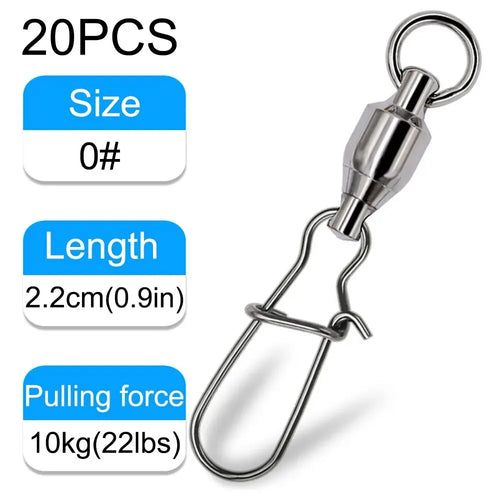 GOBAIT 20PCS Swivel Snap Connector Pin Ball Bearing Rolling Ring
