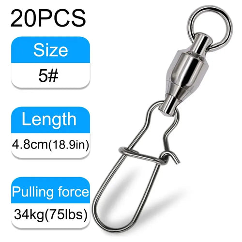 GOBAIT 20PCS Swivel Snap Connector Pin Ball Bearing Rolling Ring