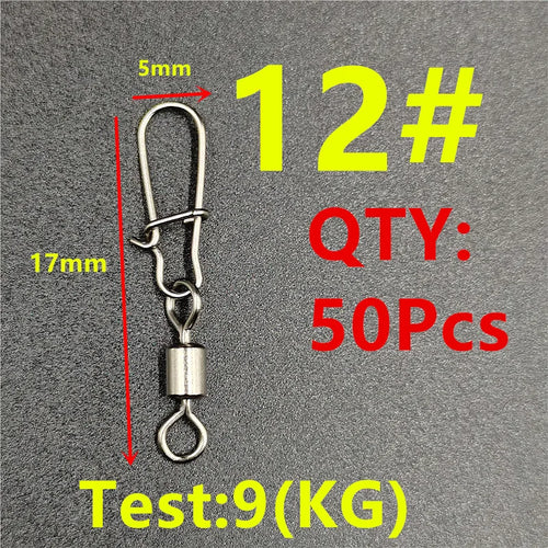 50pcs/lot Fishing Connector 2# 4# 6# 8# 10# Pin Bearing Rolling