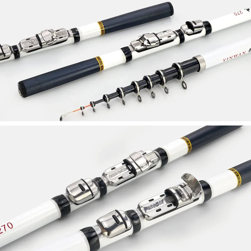 JOSBY Carbon Fiber Spinning Fishing Rod Telescopic Mini Pole 3M 2.7M