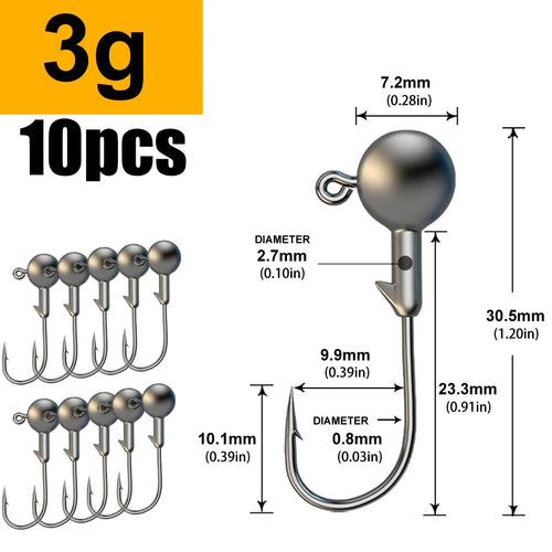 JYJ 1g 2g 3g 4g 5g 10g 20g 22g 25g 28g crank Jig head hook fishing