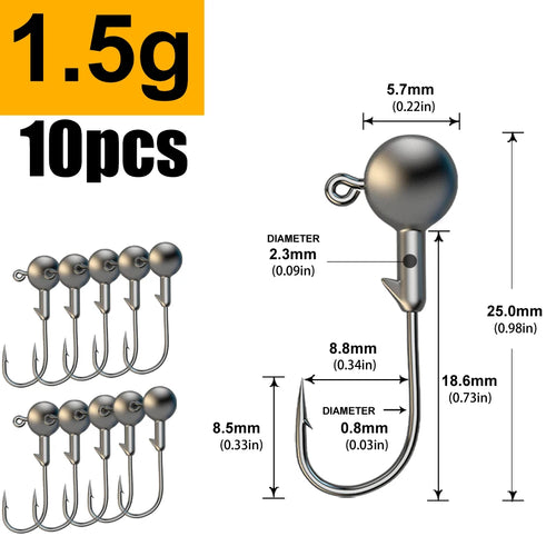 JYJ 1g 2g 3g 4g 5g 10g 20g 22g 25g 28g crank Jig head hook fishing