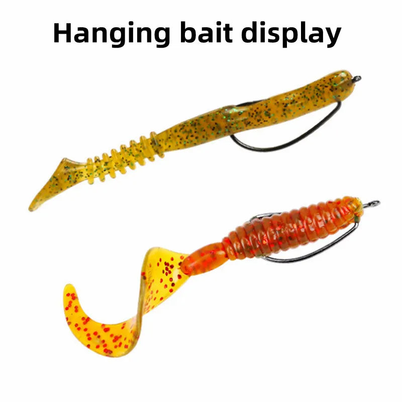 50pcs Crank Hook Set 8#-3/0 Fishing Hooks Saltwater Soft Worm Lure