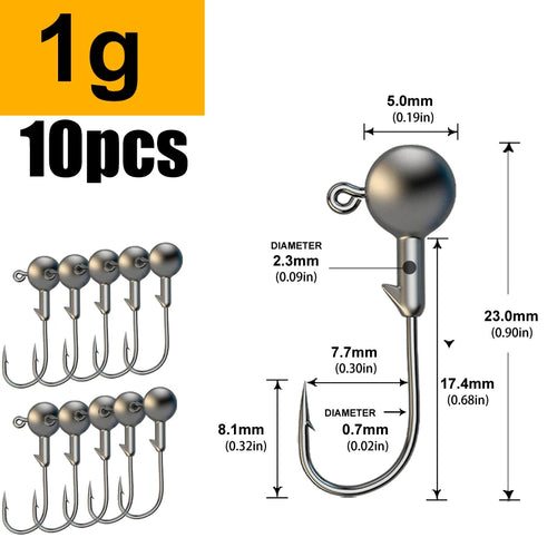 JYJ 1g 2g 3g 4g 5g 10g 20g 22g 25g 28g crank Jig head hook fishing
