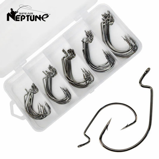 50pcs Crank Hook Set 8#-3/0 Fishing Hooks Saltwater Soft Worm Lure