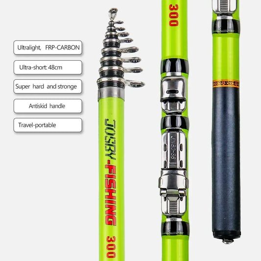 JOSBY Carbon Fiber Spinning Fishing Rod Telescopic Mini Pole 3M 2.7M