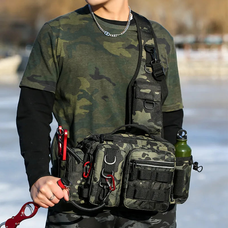 Men Fishing Tackle Bag Single Shoulder Crossbody Tactical Bags Waist